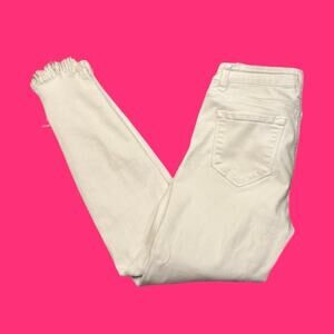KanCan High Rise Fringe Hem White Ankle Skinny Denim Jeans 3 25 Los Angeles